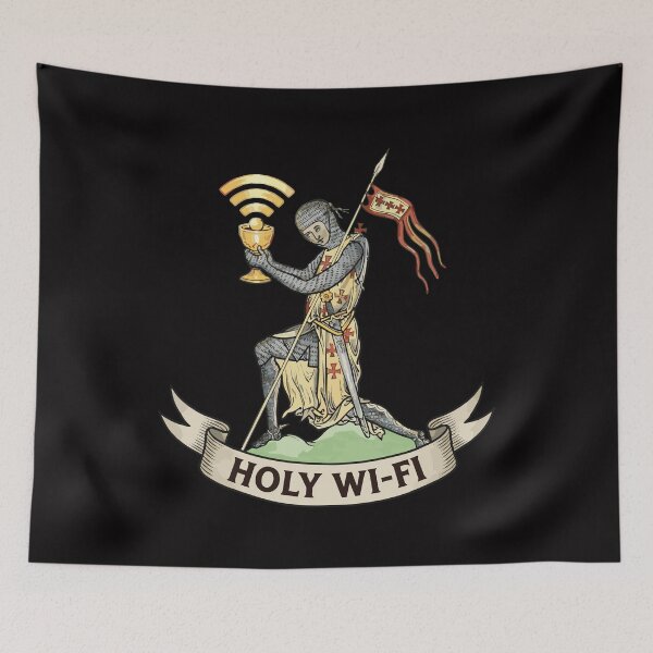 Item preview, Holy Wi-Fi Medieval Knight - Funny Manuscript Meme designed and sold by Virtualstars.