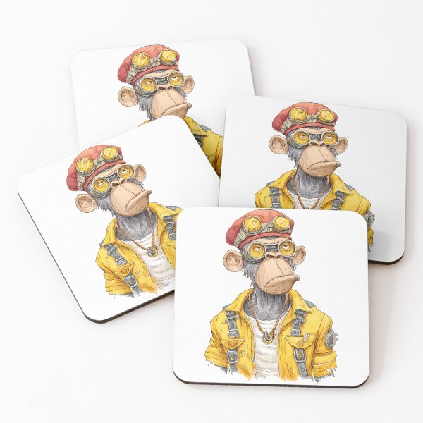 Item preview, Steampunk Chimpanzee Aviator Saint Valentine's Day - Cool Grumpy Monkey Art Print designed and sold by DesignArtist.ia.