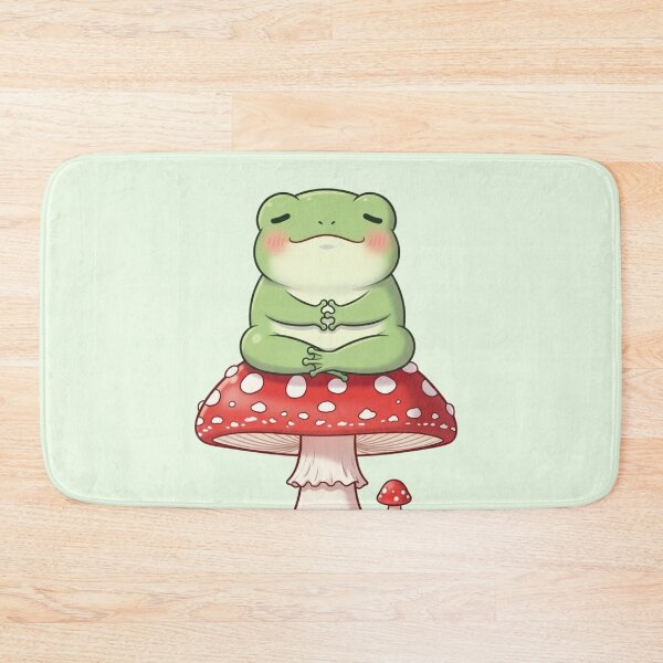Item preview, Kawaii Meditating Frog on Mushroom – Cute Cottagecore Aesthetic designed and sold by soletstudio.
