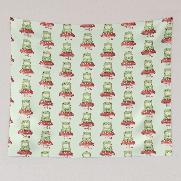 Item preview, Kawaii Meditating Frog on Mushroom – Cute Cottagecore Aesthetic designed and sold by soletstudio.
