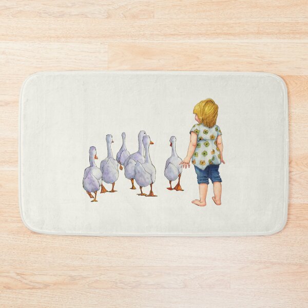 Item preview, Little Girl with Gaggle of Geese Illustration designed and sold by JoyfulWhimsy.