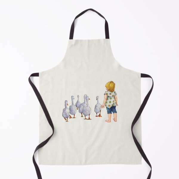 Item preview, Little Girl with Gaggle of Geese Illustration designed and sold by JoyfulWhimsy.