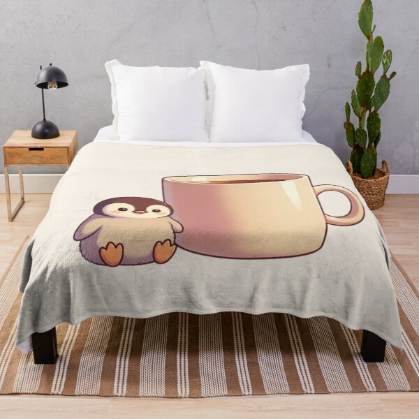 Item preview, Cute Kawaii Penguin with Coffee Mug – Cozy Aesthetic Cartoon Illustration designed and sold by soletstudio.