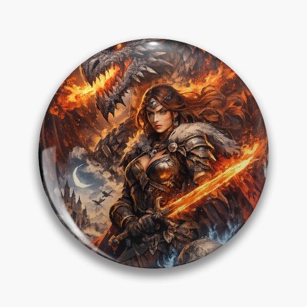 Item preview, Dragonfire Valkyrie - Warrior of the Ashen Realm Fantasy Art designed and sold by Nesaith.