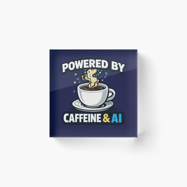 Item preview, Powered By Caffeine & AI Funny Tech Meme T-Shirt designed and sold by innovativehub.