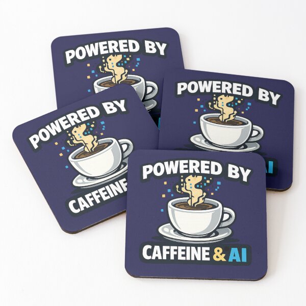 Item preview, Powered By Caffeine & AI Funny Tech Meme T-Shirt designed and sold by innovativehub.