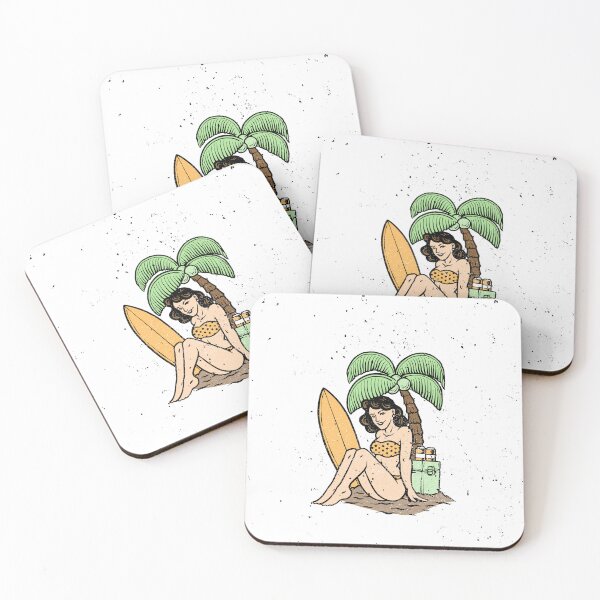 Item preview, Palm Pinup Surf Vibe – Retro Beach Pinup Girl – Tropical Surf Aesthetic designed and sold by TKOprintdesigns.