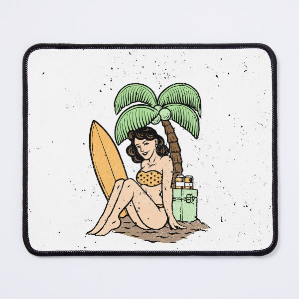Item preview, Palm Pinup Surf Vibe – Retro Beach Pinup Girl – Tropical Surf Aesthetic designed and sold by TKOprintdesigns.