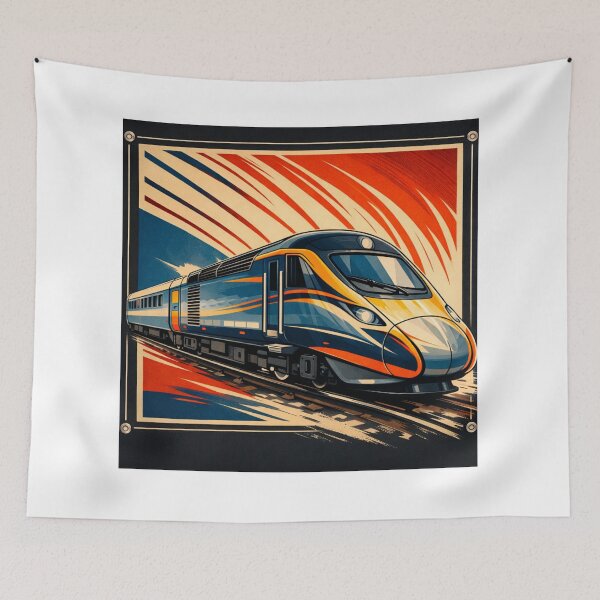 Item preview, Modern High Speed Train Illustration – Retro Railway Graphic Art designed and sold by kozimster00.