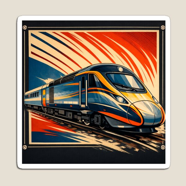 Item preview, Modern High Speed Train Illustration – Retro Railway Graphic Art designed and sold by kozimster00.