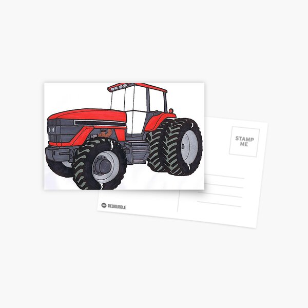 Orange Farm Tractor Postcard