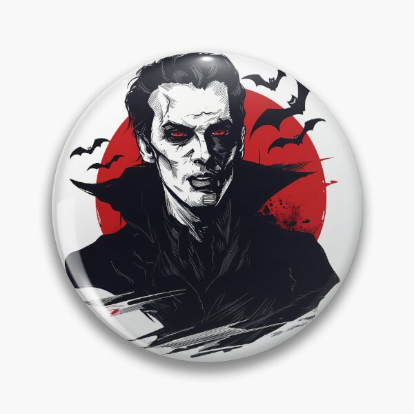 Item preview, Dracula Red Moon Horror Portrait - Gothic Vampire Classic Art Print designed and sold by DesignArtist.ia.