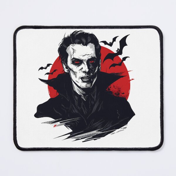 Item preview, Dracula Red Moon Horror Portrait - Gothic Vampire Classic Art Print designed and sold by DesignArtist.ia.