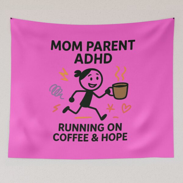 Item preview, Mom Parent ADHD – Running on Coffee & Hope Funny Parenting Design designed and sold by MomParentADHD.