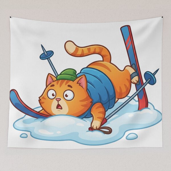 Item preview, Funny Skiing Fail Orange Cat - Clumsy Winter Mood designed and sold by HappySproutArt.