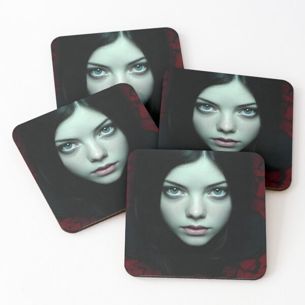 Item preview, Pale Girl in Red Rose Bath - Dark Romantic Gothic Art designed and sold by QNTR CULT.
