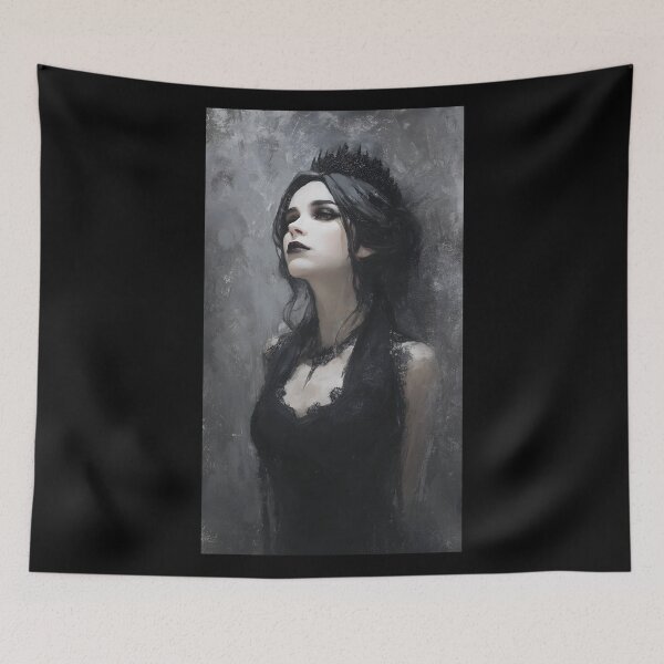 Item preview, Dark Gothic Queen Portrait - Black Crown Oil Painting designed and sold by QNTR CULT.