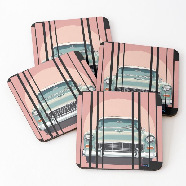 Item preview, Chevy Bel Air 1955, 50s pastel palette, chrome shine, mid-century 7 designed and sold by Neon G.