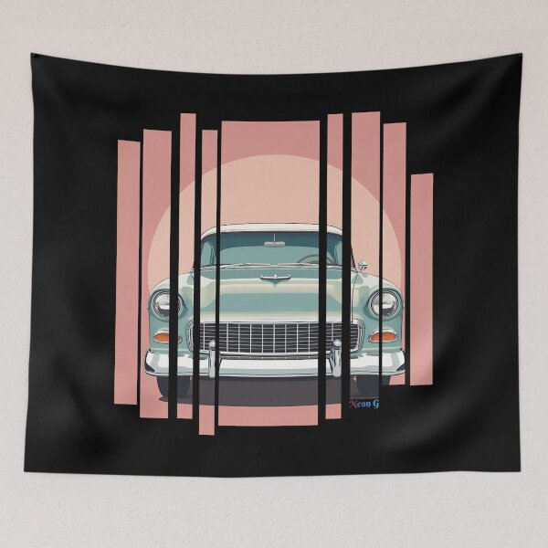 Item preview, Chevy Bel Air 1955, 50s pastel palette, chrome shine, mid-century 7 designed and sold by Neon G.