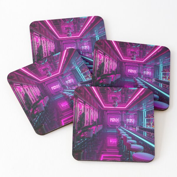 Item preview, Miami Nightclub Interior Neon Bar Art Deco Retrowave Art designed and sold by Kynura.