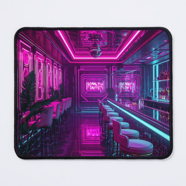 Item preview, Miami Nightclub Interior Neon Bar Art Deco Retrowave Art designed and sold by Kynura.
