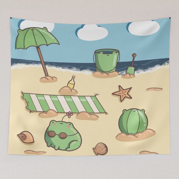Item preview, Cute and Silly Frogs at the Beach designed and sold by ShyHomebodyClub.