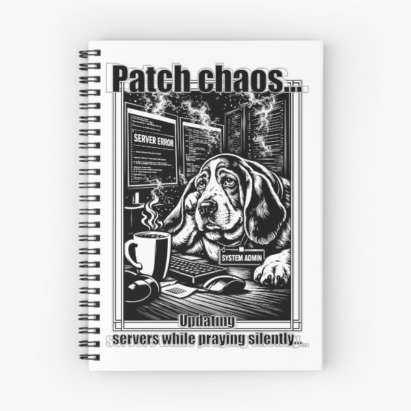 Item preview, Funny Basset Hound Sysadmin Updating Servers While Praying Silently designed and sold by ArhiStrategOne.