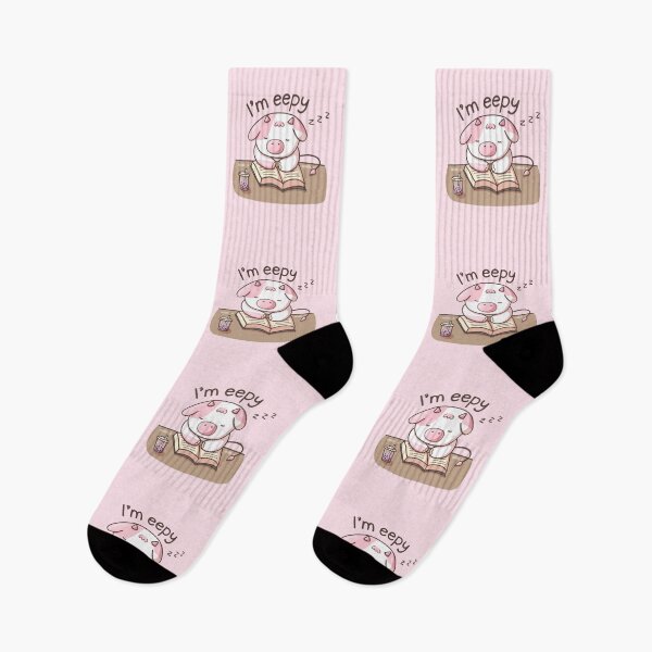 Item preview, I'm Eepy - Cute Pink Strawberry Cow Sleeping on Book designed and sold by ShyHomebodyClub.