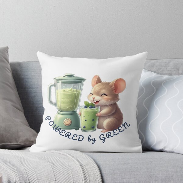 Item preview, Powered by Green  - Cute Smoothie Mouse T-shirt, Sticker - Healthy Lifestyle Kawaii Art designed and sold by EnlightArt.