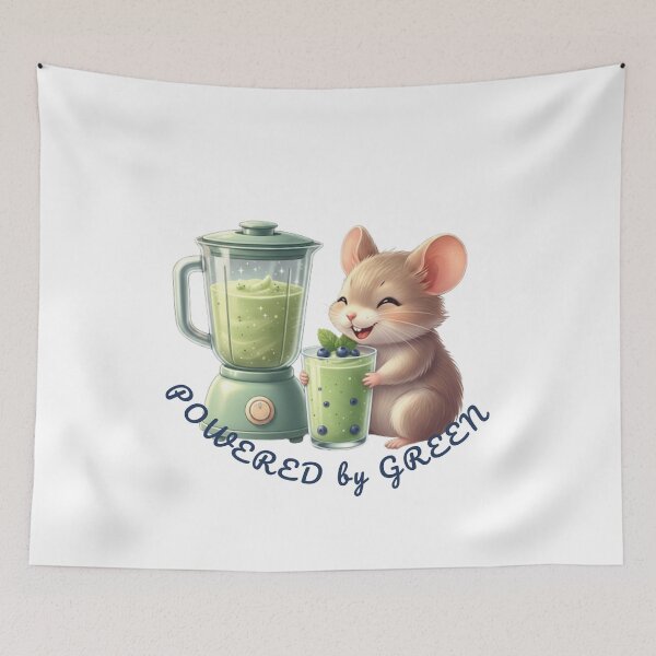 Item preview, Powered by Green  - Cute Smoothie Mouse T-shirt, Sticker - Healthy Lifestyle Kawaii Art designed and sold by EnlightArt.