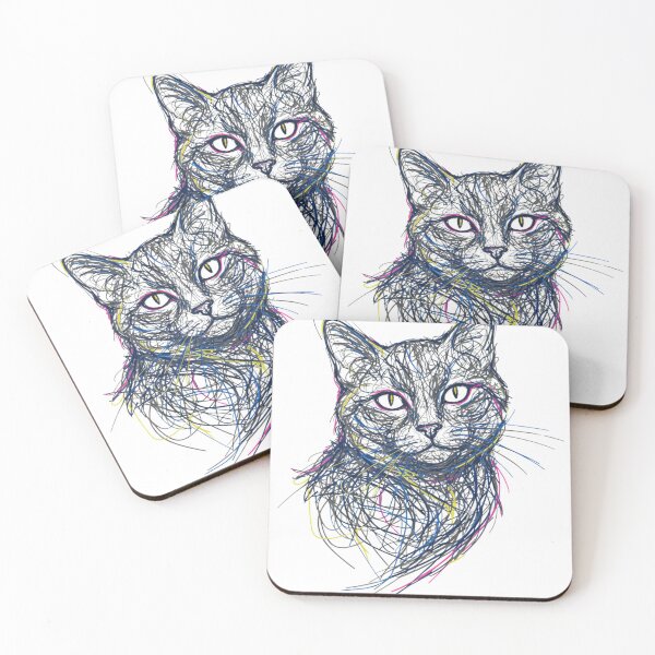 Item preview, Abstract Scribble Cat Portrait - Modern Ink Sketch Design designed and sold by Wear Sculpt.