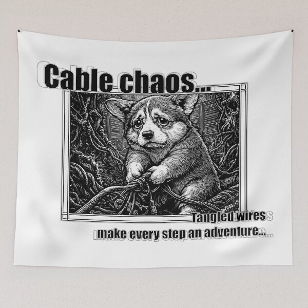 Item preview, Cable Storm IT Humor Corgi Sysadmin Meme designed and sold by ArhiStrategOne.