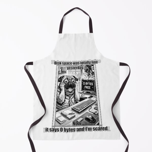Item preview, Disk Space Was Fine Yesterday IT Humor Pug Meme designed and sold by ArhiStrategOne.