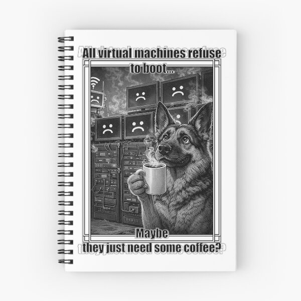 Item preview, Virtual Machines Refuse to Boot IT Humor Dog Meme designed and sold by ArhiStrategOne.