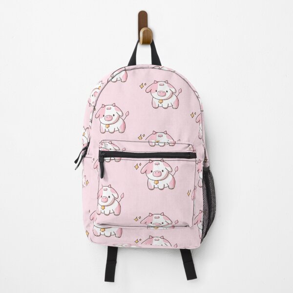 Item preview, Kawaii Pink Strawberry Milk Cow with Bell designed and sold by ShyHomebodyClub.