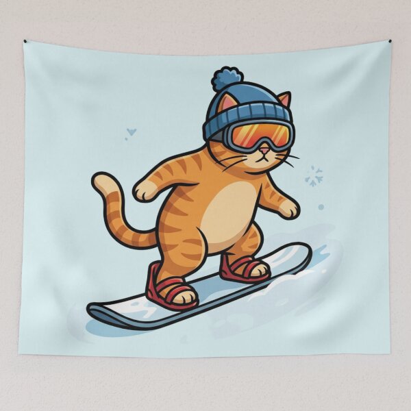 Item preview, Cool Snowboarding Ginger Cat - Extreme Winter Vibes designed and sold by HappySproutArt.