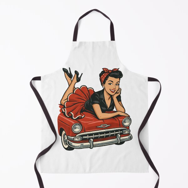 Item preview, Pin-up woman on vintage car: Rockabilly retro look designed and sold by Pineapple-Tree.