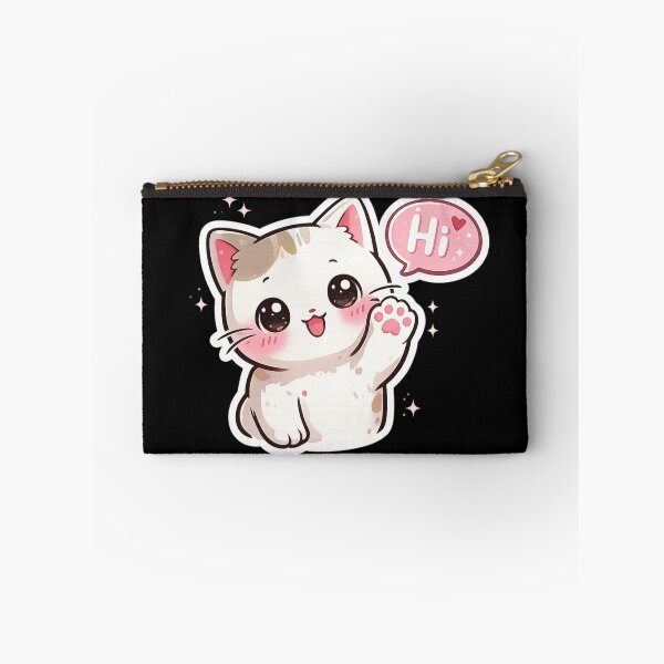 Item preview, Cute Blushing Cat Saying Hi Sticker | Kawaii Cat Aesthetic designed and sold by VibeStickerCo.