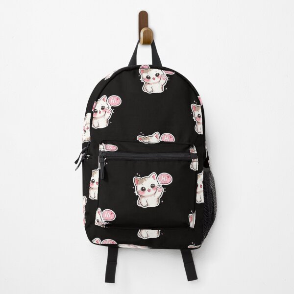 Item preview, Cute Blushing Cat Saying Hi Sticker | Kawaii Cat Aesthetic designed and sold by VibeStickerCo.