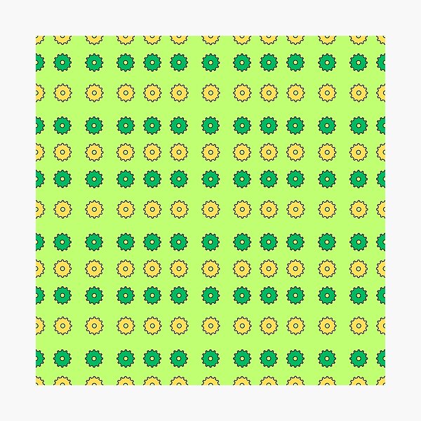 Item preview, Yellow and Green alternating Cogs on Lime background pattern designed and sold by fev-rocks.