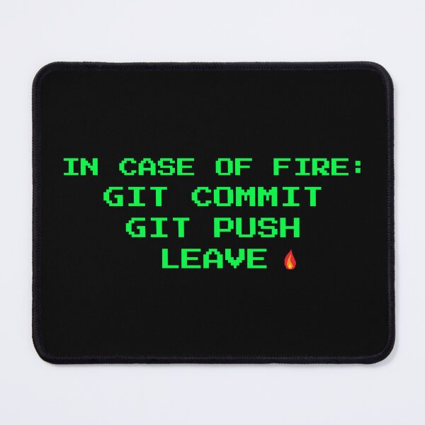 Artikelvorschau, Im Brandfall: Git Commit, Git Push, Verlassen – Lustiger Programmierer entworfen und verkauft von vividlukas.
