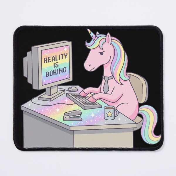 Item preview, Reality Is Boring Funny Unicorn Office Worker designed and sold by DigitalAnnaBanana.