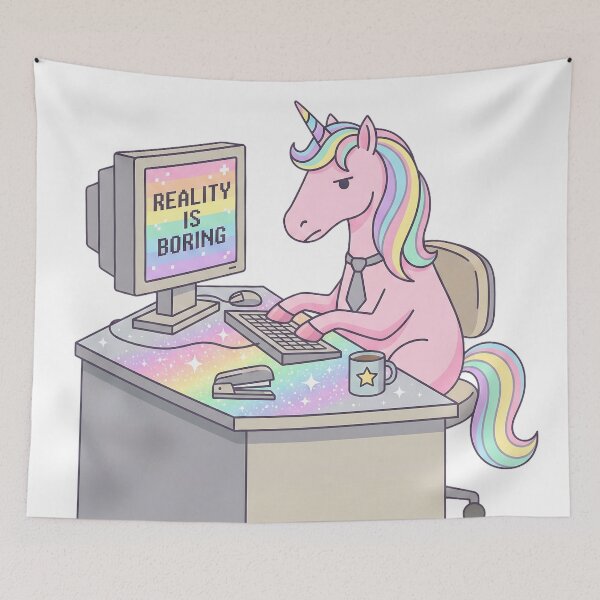 Item preview, Reality Is Boring Funny Unicorn Office Worker designed and sold by DigitalAnnaBanana.