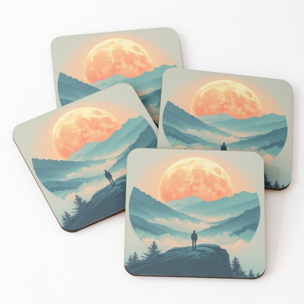 Item preview, Surreal Moon Over Misty Mountains – Dreamy Fantasy Landscape Art Print by NegarTv Designs designed and sold by NegarTv Designs.