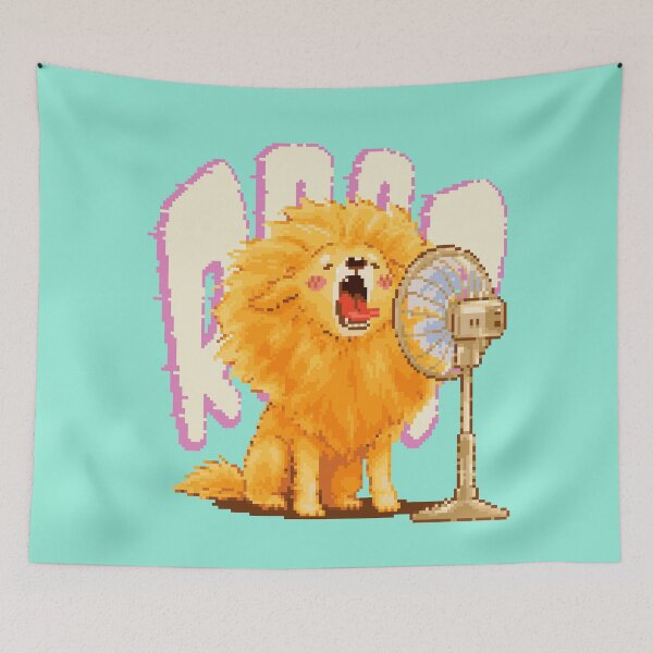 Item preview, ROAR! - Golden Retriever Lion Wig & Fan (Pixel Art) designed and sold by bitwoofstudio.