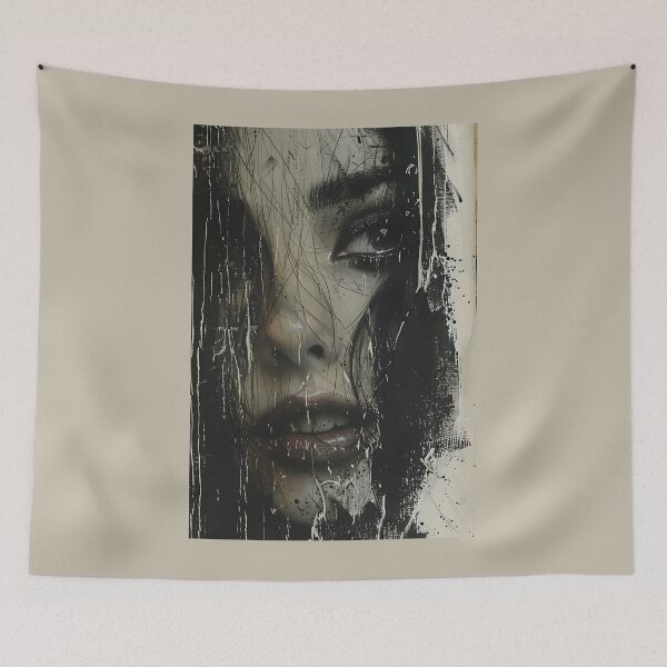 Item preview, Raw Charcoal Girl Portrait - Dark Abstract Grunge Sketch designed and sold by QNTR CULT.
