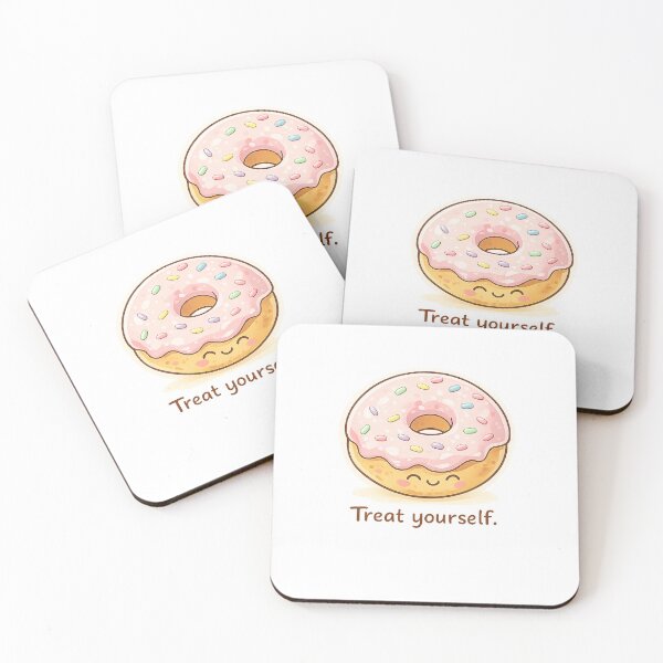 Item preview, Cute Kawaii Donut Treat Yourself Illustration designed and sold by MIArt Studio.