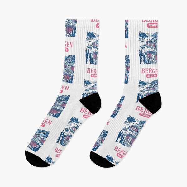 Item preview, Bergen Norway Cute Pastel Skyline Cityscape Blue Landscape  designed and sold by HowToCanadian.