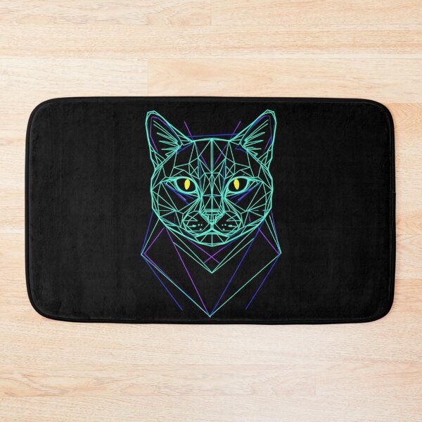Item preview, Neon Geometric Cat Head - Abstract Cyberpunk Line Art designed and sold by Wear Sculpt.
