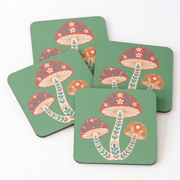Item preview, Three Hygge Mushrooms and Motifs STICKER/MAGNET PACK – Scandinavian Folk Art by heidiannemorris © designed and sold by FOLK ART FUSION.